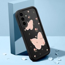 HONTINGA Samsung Galaxy A36 5g ile Uyumlu Kılıfı Düşüme Önleyici Basitlik Anti Düşme Kamera Korumali Çiçek Siyah Desen Yumuşak Silikon Telefon Kılıfı K2-0066
