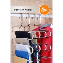Orvila 4 Adet - 5 Bölmeli Metal Pantolon Askısı - Giysi Eşarp Fular Kıyafet Askısı Düzenleyici Organizer