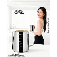 Pazarcan Inox 550ML Barista Süt Sürahisi - Süt Köpürtme Potu - Paslanmaz Çelik
