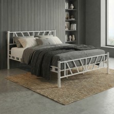 Decofer Smyrna Çift Kişilik Beyaz Metal Karyola