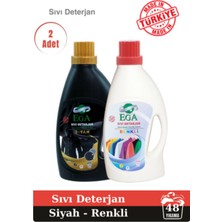 Ega 1100 ml 2'li Power Jel Sıvı Çamaşır Deterjanı Siyah ve Renkli Doğal Temizlik
