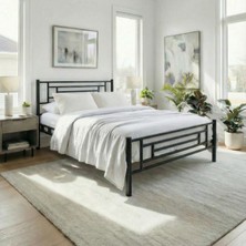 Decofer Agora Çift Kişilik Siyah Metal Karyola