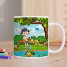 Asilmeydan Parktaki Hayvanlara Gitar Çalan Güzel Kız Baskılı Hediyelik Kupa Bardak