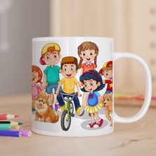 Asilmeydan Mutlu Arkadaş Çocuklar Ve Hayvanlar Baskılı Hediyelik Kupa Bardak