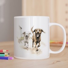Asilmeydan Koşan Mutlu İki Köpek Hediyelik Kupa Bardak