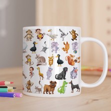 Asilmeydan Sevimli Çeşitli Hayvanlar Baskılı Hediyelik Kupa Bardak