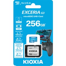 Kioxia Kıoxıa 256GB Excceria G3 Micro Sdxc U1 V30 A2 4K 160/50 Mb/sn Hafıza Kartı (LMEX3L256GG2)