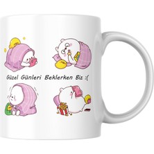 TakeTshirt Güzel Günleri Beklerken Biz Baskılı Kupa Bardak Komik Yazılı Hediyelik Çay Kahve Kupası