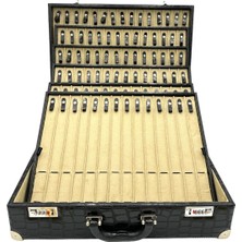 Sezgin Kutu ve Aksesuar Tesbih ve Kolye Çantası 85 Li Lüks Şifreli Rugan Deri Siyah