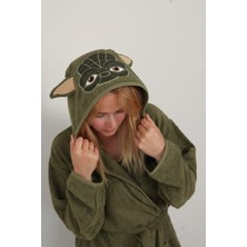 Calove %100 Pamuklu Uzaylı Desenli Yoda Bornoz
