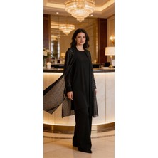 Fatosh Kuto Premium Sandy Abiye Büyük Beden Pantolonlu Üçlü Takım