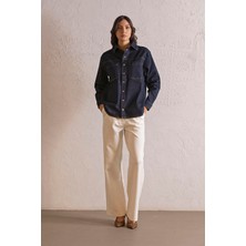 ZERO ZERO THREE NINE Oversize Çıtçıtlı Denim Kadın Gömlek