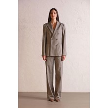 ZERO ZERO THREE NINE Çizgili Düğmeli Kadın Ceket