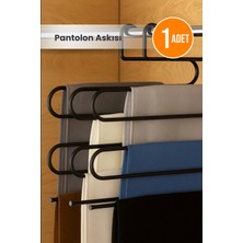 Orvila Siyah 5 Bölmeli Metal Elbise Askısı - Giysi Pantalon Fular Kıyafet Gardrop Düzenleyici Organizer