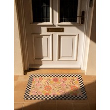 Cotto Home Cocojoy PJ006A Damalı Çiçek Desenli Kalın Kaymaz Taban Nem Alıcı Şık Tasarım Kapı Önü Paspası