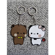 ADA 3D Dudu Bubu Panda Ayıcık Çift Anahtarlık Seti Sevgiliye Özel Hediye Çanta Süsü