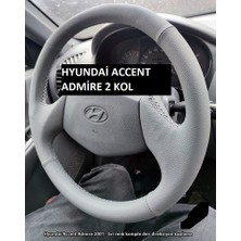 İskender Oto Aksesuar Direksiyon Kılıfı Hyundai Accent Admire 2 kollu Gri Komple Dikişli model DETAY DERİ DİREKSİYON