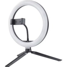 Moxti Masa Üstü Işık Ring Light 10 Inç LED Mini Masa Tripodlu Video Stüdyo Makyaj Işığı