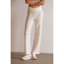ZERO ZERO THREE NINE Beli Lastikli Triko Kadın Pantolon