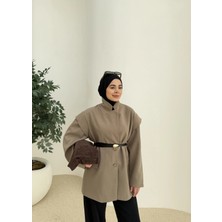 Moda Aksa 7637 Kol Detay Oversize Ceket Haki