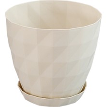 Yapay Çiçek Sitesi Kristal Plastik Saksı 16 cm Beyaz