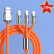 Bowie Ultra Hızlı Şarj Destekli 3 Çıkışlı Şarj Data Kablosu For iphone Samsung Xiaomi Tüm Telefonlar ile Uyumlu