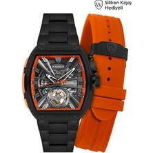 Wainer Otomatik Erkek Kol Saati 43 mm Safir Cam Metal ve Silikon Kordon Hediyeli 3 Atm