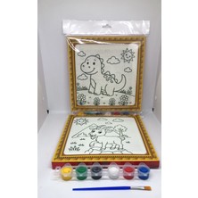 Lebron 2'li Kanvas Boyama Seti Akrilik Boya ve Fırça Seti Keçi ve Dino