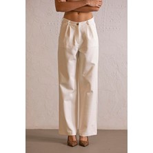 ZERO ZERO THREE NINE Pileli Geniş Paça Kadın Pantolon