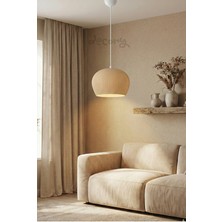 Decory Elysium Bej Modern Dokulu, Pinterest Tarzı Özel Tasarım Tekli Sarkıt Avize (Bioplastik) E27