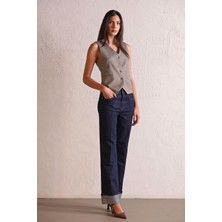 ZERO ZERO THREE NINE Straight Fit Dikiş Detaylı Denim Kadın Pantolon