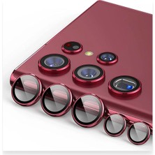 Azrlya  Samsung Galaxy S23 Ultra Valdez Metal Kamera Lens - Kırmızı