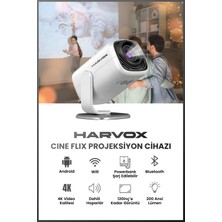 Harvox Cine Flix Projeksiyon Cihazı Taşınabilir 4K Destekli 1080P Android Sistemli Projektör