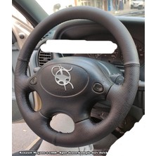 İskender Oto Aksesuar Direksiyon Kılıfı Renault Megane 1 ( 1996- 1998 ) 4 kollu Sport Siyah Dikiş Detay deri direksiyon
