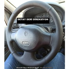 İskender Oto Aksesuar Direksiyon Klıfı Clio 2 - Dacia Logan Sport Siyah Dikişli Detay deri direksiyon