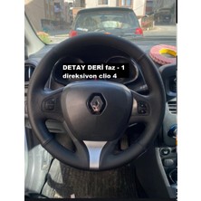 İskender Oto Aksesuar Direksiyon Kılıfı Clio 4 Faz 1 Joy - Touch 2012 - 2015 Sport Siyah Dikişli Model Detay deri direksiyon