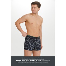 BRR Karışık Renk ve Desenli 12’li Paket Pamuklu Poplin Boxer Şort
