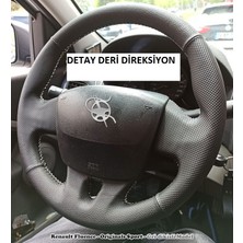 İskender Oto Aksesuar Direksiyon Kılıfı Renault Fluence - Megane 3 Joy Paket - Express paket Sport Siyah Dikişli Detay deri direksiyon