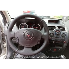 İskender Oto Aksesuar Direksiyon Kılıfı Renault Megane 2 - Scenic 2 Kangoo Sport Siyah Dikişli 2005 - 2010 DERİSİ SÖKÜLMEDEN YAPILIR Detay deri direksiyon