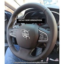 İskender Oto Aksesuar Direksiyon Kılıfı Renault Megane 4 Joy Paket Uyumlu Sport Siyah Dikiş DETAY DERİ DİREKSİYON