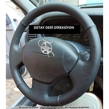 İskender Oto Aksesuar Direksiyon Kılıfı Renault Megane 1 - Kangoo 1 Model 2002  -  2008 Sport Siyah Dikiş KENDİ DERİSİ SÖKÜLMEDEN YAPILIR Detay Deri Direksiyon