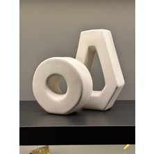 NuN Studio Mat Siyah Modern Geometrik Dekoratif Vazo - Obje Seti (2’li)