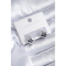 Maral Group Gümüş Renk Yonca Model Pirinç Kadın Küpe