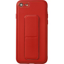 Azrlya  Iphone 7 Kılıf Coco Deri Standlı Kapak - Kırmızı