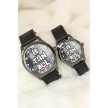 Maral Group Siyah Renk Deri Kordonlu Istanbul Tasarımlı Sevgili Saatleri