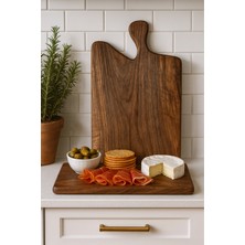 Anı Atölyesi Doğal Ahşap Ceviz Ağacından Yapılmış Büyük Boy Sunum ve Kesme Tahtası 50X30