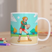 Asilmeydan Voleybol Oynayan Güzel Kız Baskılı Hediyelik Kupa Bardak