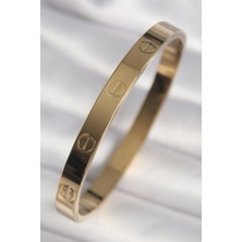 Hsc Bilişim 316L Çelik Gold Renk Cartier Model Kadın Kelepçe - TJ-BB6737