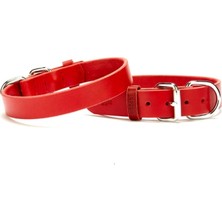 SHC4200 Deri El Yapımı Köpek Boyun Tasması 1,5X32-37 cm Kırmızı
