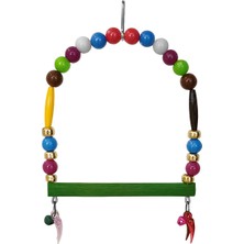 SHC4200 Renkli Boncuklu ve Çanlı Muhabbet Kuşu Salıncağı 10-11.5 cm Renkli